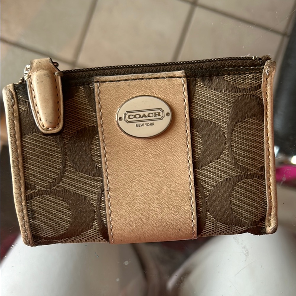 Coach Brown and Tan Coin Purse